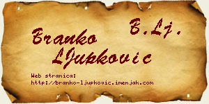 Branko LJupković vizit kartica
